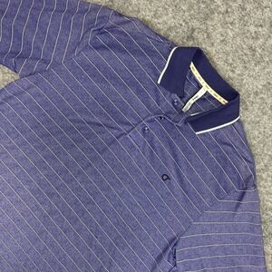 Orisue Men's Periwinkle Stripe Polo Shirt Golf Casual Short Sleeve Size XL